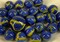 25 Glass Marbles ANGELFISH Blue/Yellow Dory game vtg style Shooter Swirl